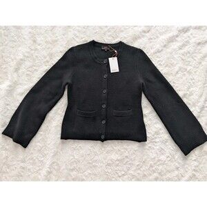 NWT Quince Mongolian Cashmere Structured Women's Cardigan BLACK Size M